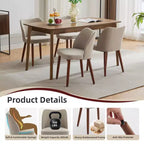 Lot de 2 chaises de salle à manger modernes à dossier haut, chaises de cuisine rembourrées en lin avec coussins épais, dossier haut ergonomique et pieds en bois d'hévéa