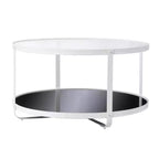 HomeRoots 32 White Glass And Metal Two Tier Round Coffee Table