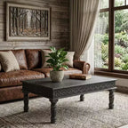 HomeRoots 51 Table basse en bois massif noir vieilli
