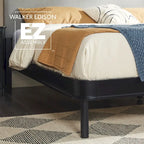 Lit King en bois massif Walker Edison avec tête de lit capitonnée incurvée
