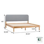 Lit King en bois massif Walker Edison avec tête de lit capitonnée incurvée