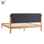 Lit King en bois massif Walker Edison avec tête de lit capitonnée incurvée