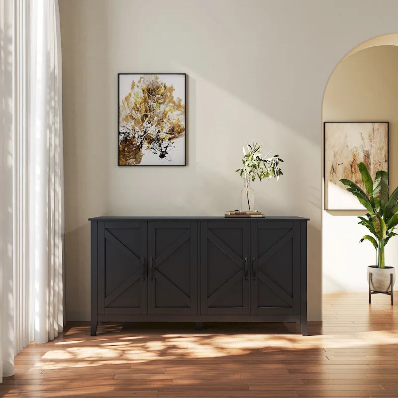 Meuble TV moderne de 150 cm avec portes et étagères