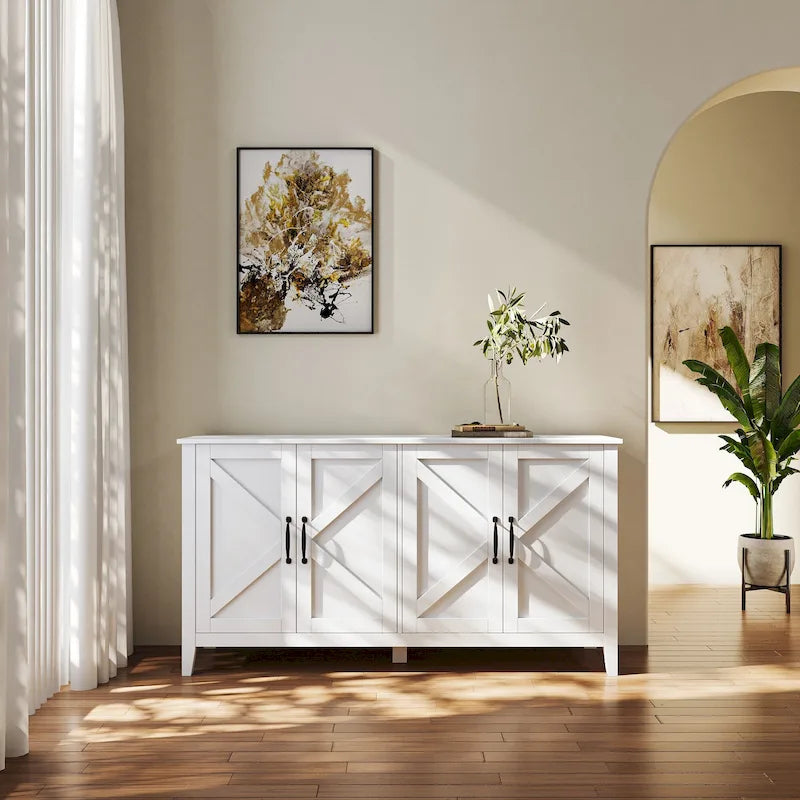 Meuble TV moderne de 150 cm avec portes et étagères