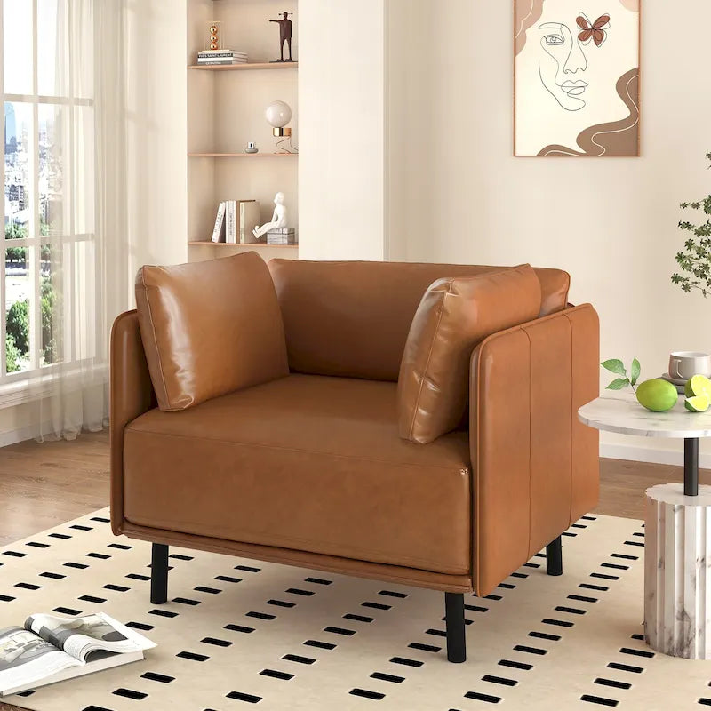 Fauteuil d'appoint marron 39.17 avec pieds en métal