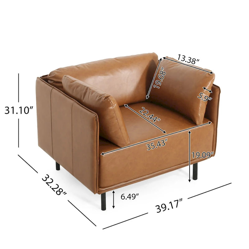 Fauteuil d'appoint marron 39.17 avec pieds en métal