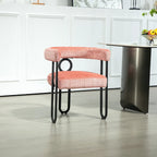 Fauteuil tonneau rembourré rose 23,62 po avec cadres en fer noir