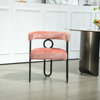 Fauteuil tonneau rembourré rose 23,62 po avec cadres en fer noir