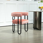Fauteuil tonneau rembourré rose 23,62 po avec cadres en fer noir