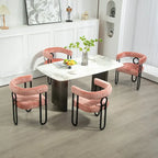 Fauteuil tonneau rembourré rose 23,62 po avec cadres en fer noir