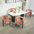 Fauteuil tonneau rembourré rose 23,62 po avec cadres en fer noir