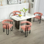Fauteuil tonneau rembourré rose 23,62 po avec cadres en fer noir