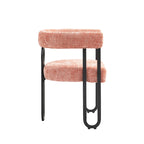 Fauteuil tonneau rembourré rose 23,62 po avec cadres en fer noir