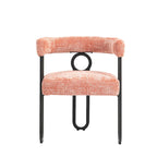 Fauteuil tonneau rembourré rose 23,62 po avec cadres en fer noir