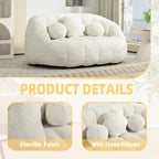 Fauteuil de salon 63,78 blanc en chenille avec mousse haute densité