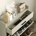 Meuble à chaussures avec portes, meuble de rangement pour chaussures à 6 niveaux avec étagères réglables, étagère à chaussures en bois organisateur de rangement pour chaussures