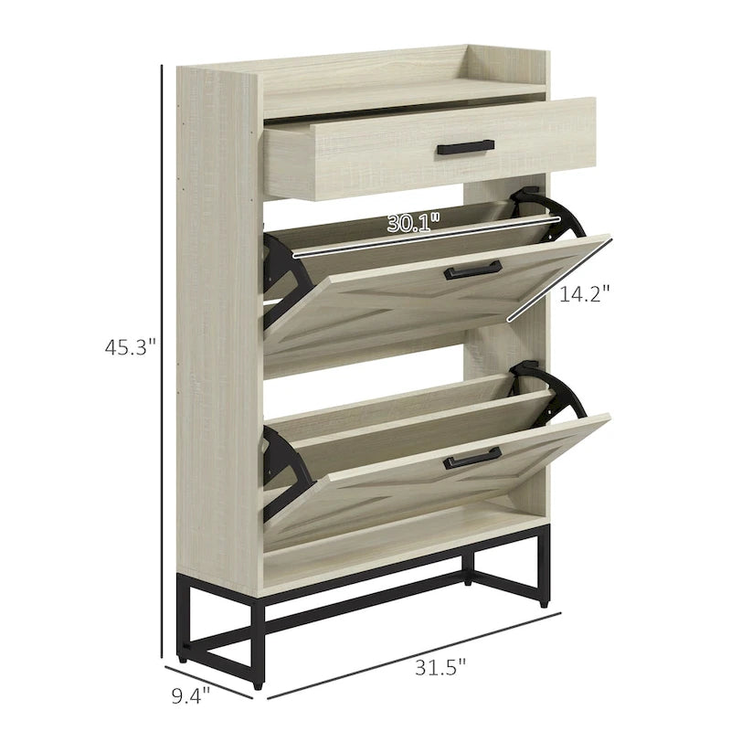 Meuble à chaussures avec portes, meuble de rangement pour chaussures à 6 niveaux avec étagères réglables, étagère à chaussures en bois organisateur de rangement pour chaussures