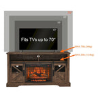 Meuble TV cheminée en bois de grange récupéré de 60 pouces avec télécommande et dispositif de sécurité pour téléviseurs de 70 pouces