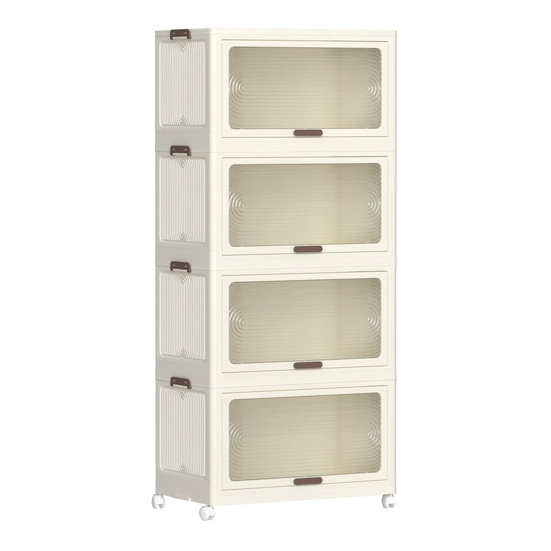 Bacs de rangement en plastique à 4 niveaux avec couvercles, conteneurs de rangement empilables avec roues, boîtes de rangement pliantes, bacs de rangement escamotables