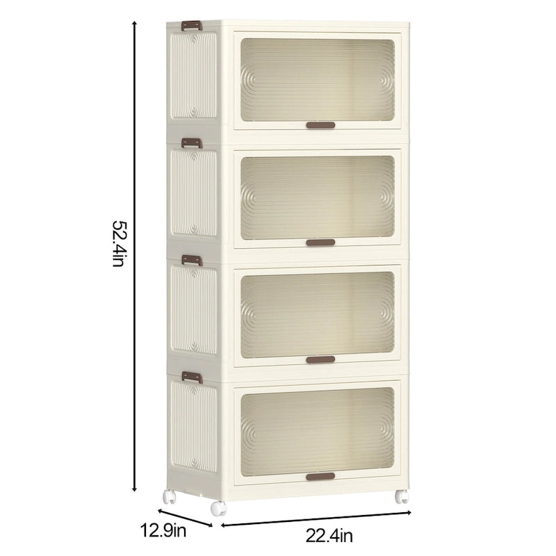 Bacs de rangement en plastique à 4 niveaux avec couvercles, conteneurs de rangement empilables avec roues, boîtes de rangement pliantes, bacs de rangement escamotables
