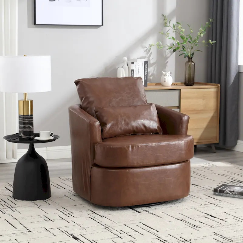 Fauteuil pivotant, fauteuil de salon rond et confortable, fauteuil club pivotant à 360 degrés, fauteuil de loisirs