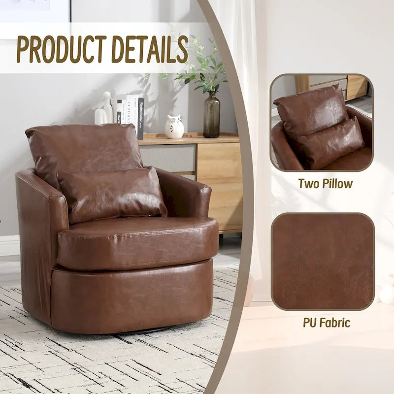 Fauteuil pivotant, fauteuil de salon rond et confortable, fauteuil club pivotant à 360 degrés, fauteuil de loisirs