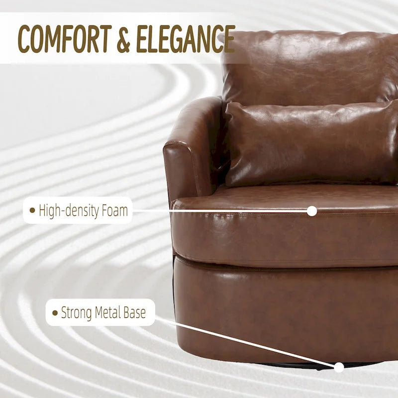 Fauteuil pivotant, fauteuil de salon rond et confortable, fauteuil club pivotant à 360 degrés, fauteuil de loisirs