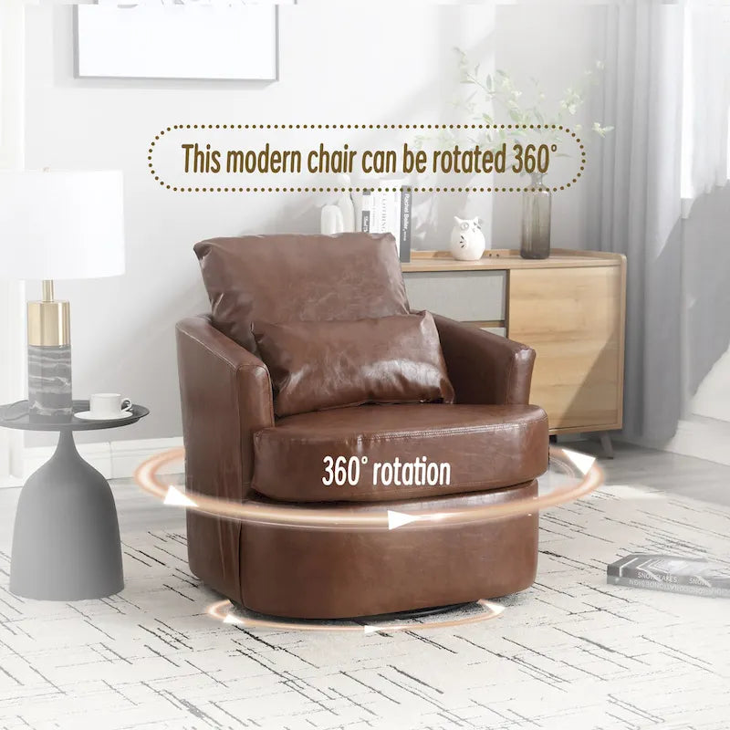 Fauteuil pivotant, fauteuil de salon rond et confortable, fauteuil club pivotant à 360 degrés, fauteuil de loisirs
