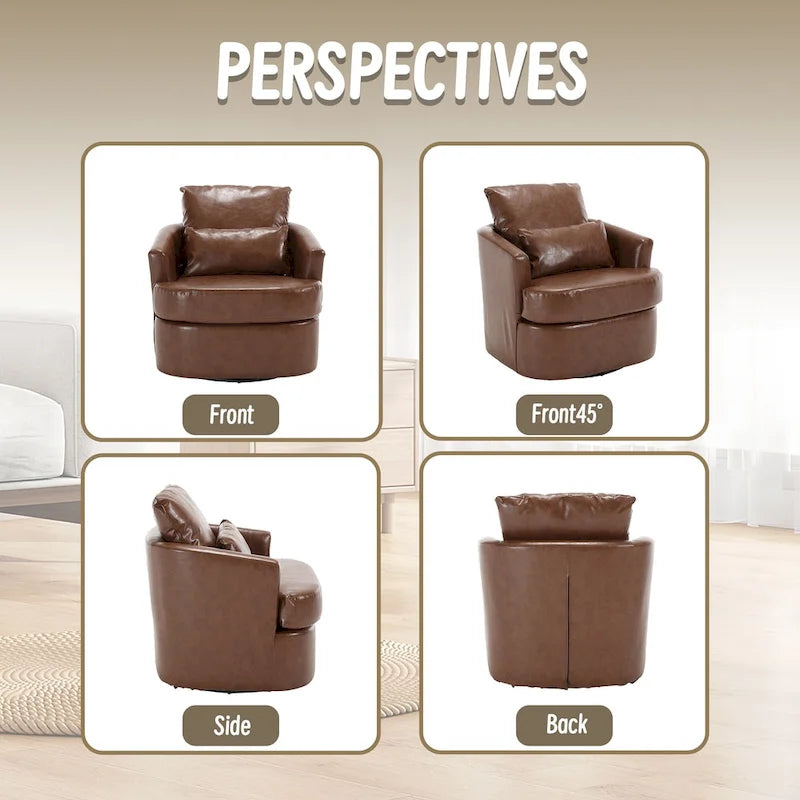 Fauteuil pivotant, fauteuil de salon rond et confortable, fauteuil club pivotant à 360 degrés, fauteuil de loisirs