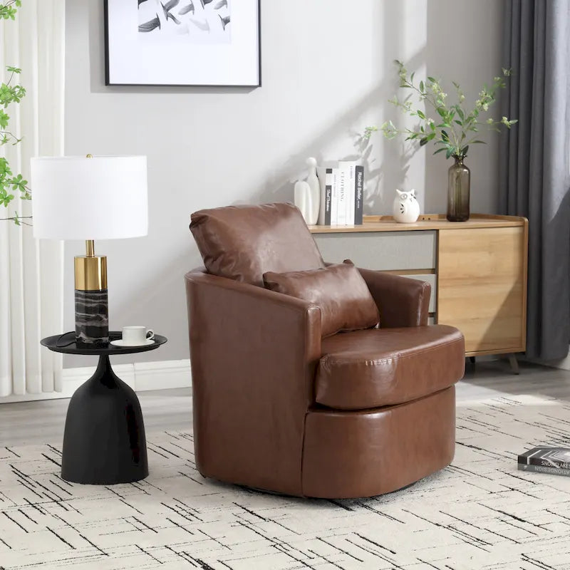 Fauteuil pivotant, fauteuil de salon rond et confortable, fauteuil club pivotant à 360 degrés, fauteuil de loisirs
