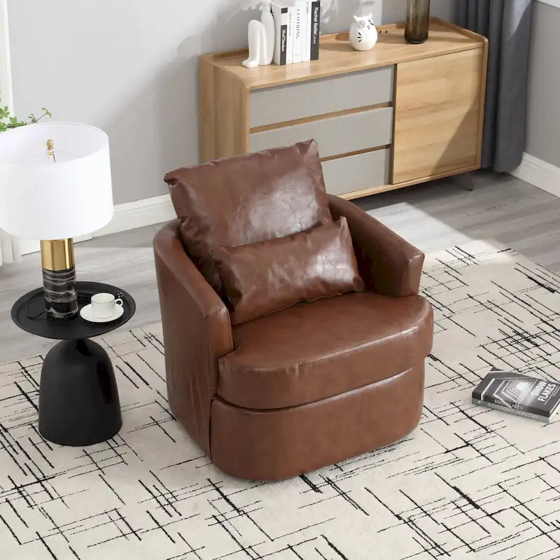 Fauteuil pivotant, fauteuil de salon rond et confortable, fauteuil club pivotant à 360 degrés, fauteuil de loisirs