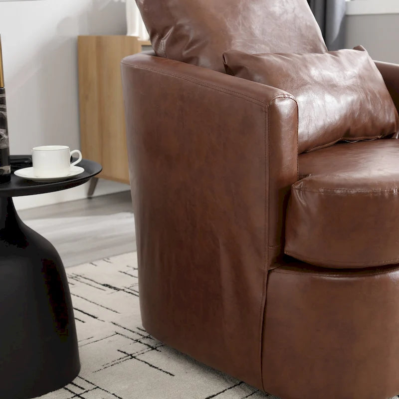 Fauteuil pivotant, fauteuil de salon rond et confortable, fauteuil club pivotant à 360 degrés, fauteuil de loisirs