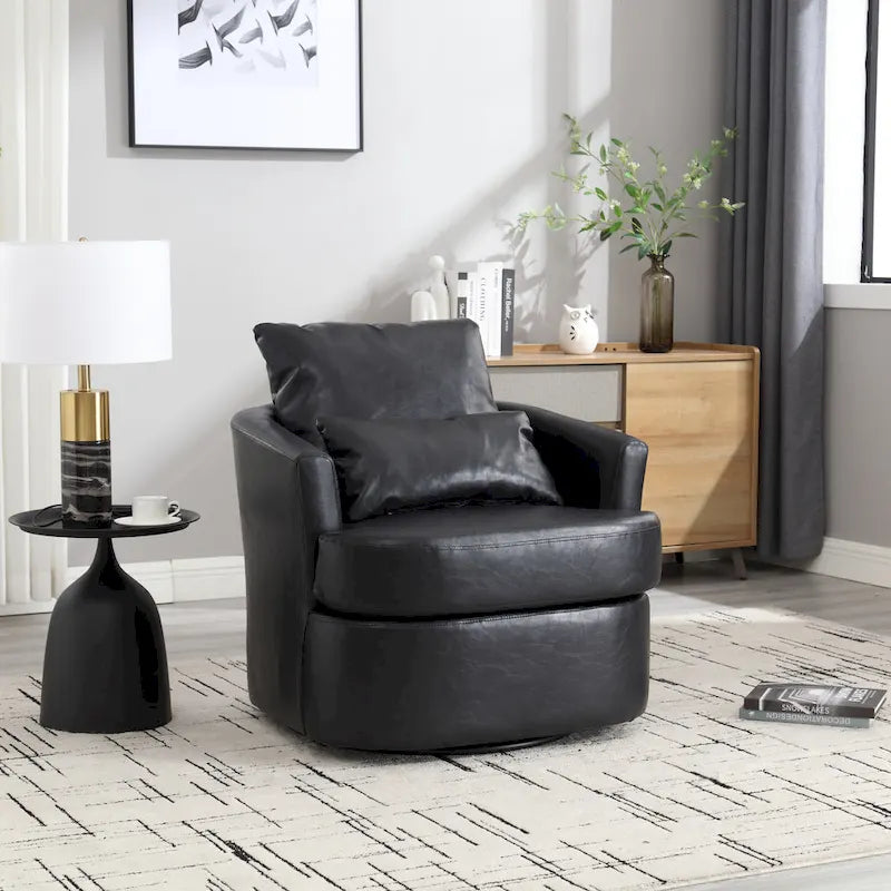 Fauteuil pivotant, fauteuil de salon rond et confortable, fauteuil club pivotant à 360 degrés, fauteuil de loisirs