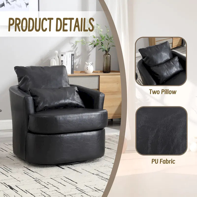 Fauteuil pivotant, fauteuil de salon rond et confortable, fauteuil club pivotant à 360 degrés, fauteuil de loisirs