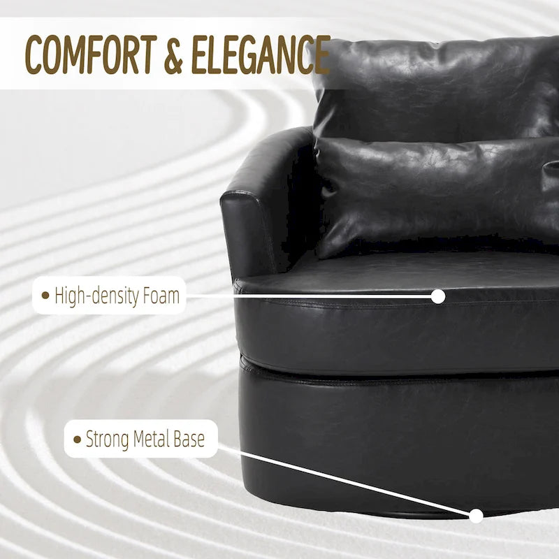 Fauteuil pivotant, fauteuil de salon rond et confortable, fauteuil club pivotant à 360 degrés, fauteuil de loisirs