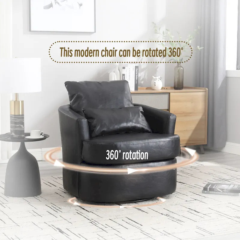 Fauteuil pivotant, fauteuil de salon rond et confortable, fauteuil club pivotant à 360 degrés, fauteuil de loisirs