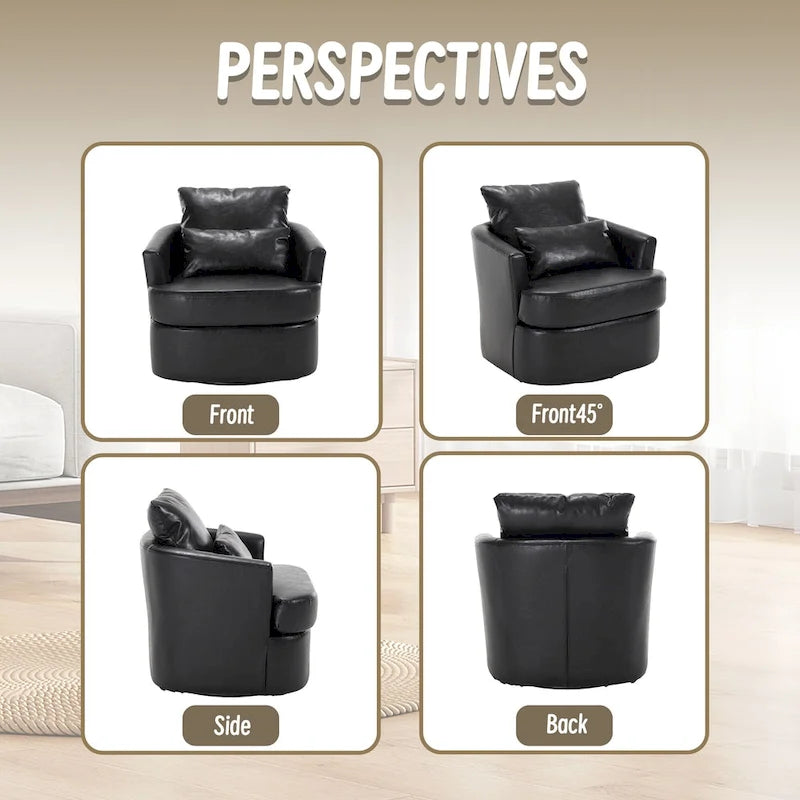 Fauteuil pivotant, fauteuil de salon rond et confortable, fauteuil club pivotant à 360 degrés, fauteuil de loisirs
