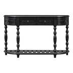 Console de 52 po, table d'appoint incurvée, table de canapé, table d'entrée pour couloir, salon, avec 4 tiroirs et 1 étagère