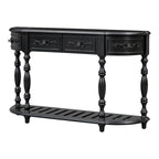 Console de 52 po, table d'appoint incurvée, table de canapé, table d'entrée pour couloir, salon, avec 4 tiroirs et 1 étagère