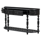 Console de 52 po, table d'appoint incurvée, table de canapé, table d'entrée pour couloir, salon, avec 4 tiroirs et 1 étagère