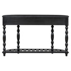 Console de 52 po, table d'appoint incurvée, table de canapé, table d'entrée pour couloir, salon, avec 4 tiroirs et 1 étagère