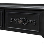 Console de 52 po, table d'appoint incurvée, table de canapé, table d'entrée pour couloir, salon, avec 4 tiroirs et 1 étagère