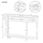 Console de 52 po, table d'appoint incurvée, table de canapé, table d'entrée pour couloir, salon, avec 4 tiroirs et 1 étagère