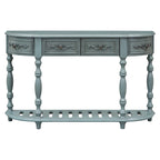 Console de 52 po, table d'appoint incurvée, table de canapé, table d'entrée pour couloir, salon, avec 4 tiroirs et 1 étagère