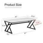 Table basse de style moderne minimaliste avec motif marbre et pieds en métal noir, table de jeu, table à thé
