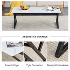 Table basse de style moderne minimaliste avec motif marbre et pieds en métal noir, table de jeu, table à thé