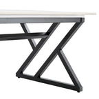 Table basse de style moderne minimaliste avec motif marbre et pieds en métal noir, table de jeu, table à thé