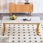 Table basse de style moderne minimaliste avec motif marbre et pieds en métal noir, table de jeu, table à thé