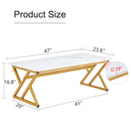 Table basse de style moderne minimaliste avec motif marbre et pieds en métal noir, table de jeu, table à thé