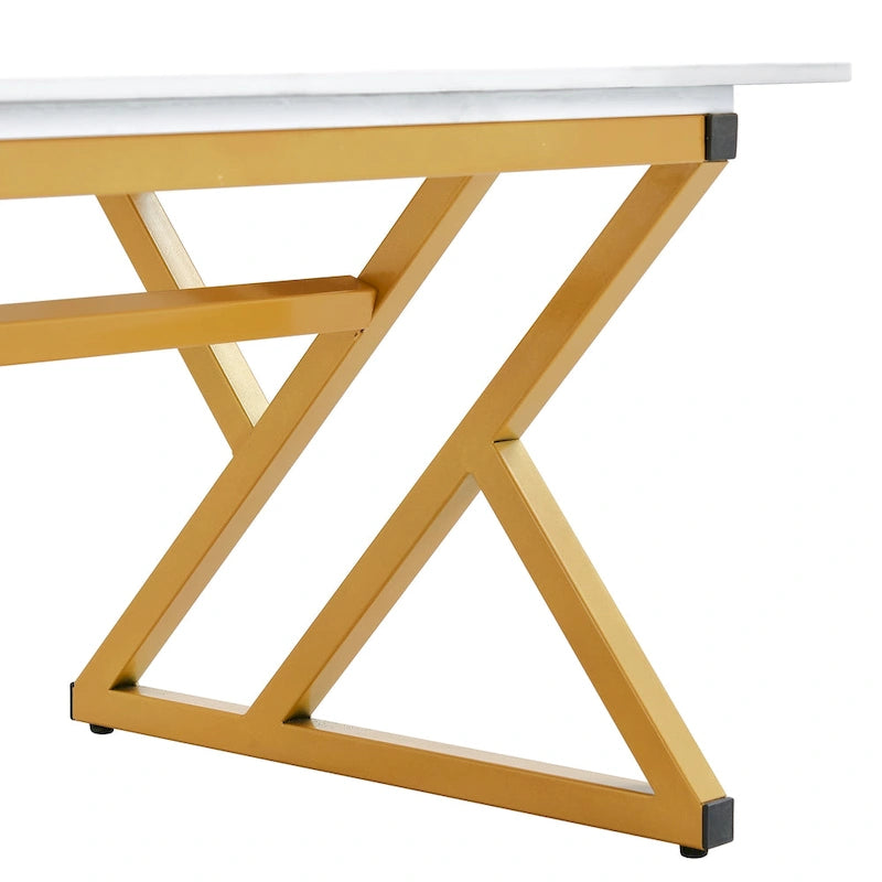Table basse de style moderne minimaliste avec motif marbre et pieds en métal noir, table de jeu, table à thé